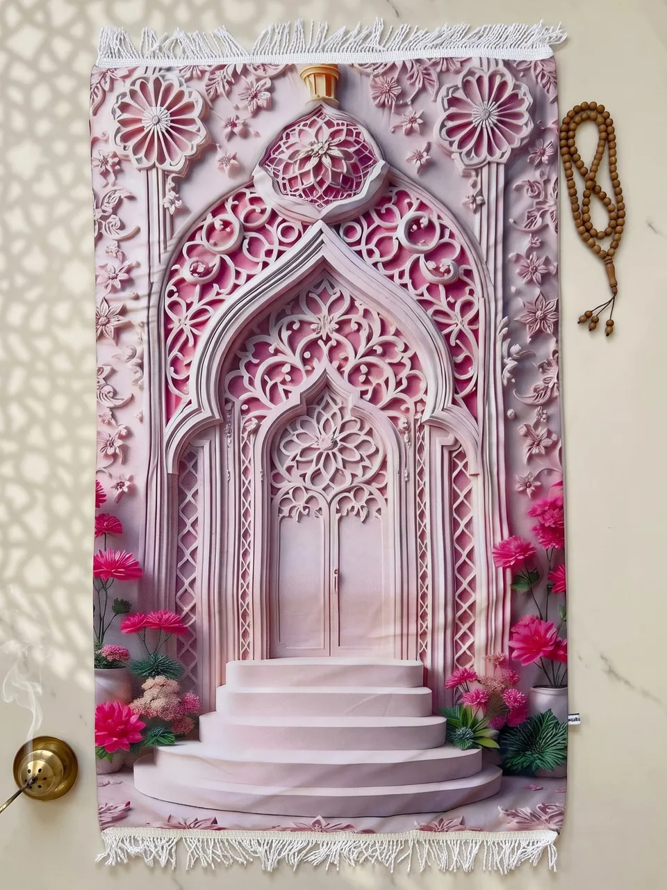 سجادة صلاة مبطنة 3D بناتي — أسود